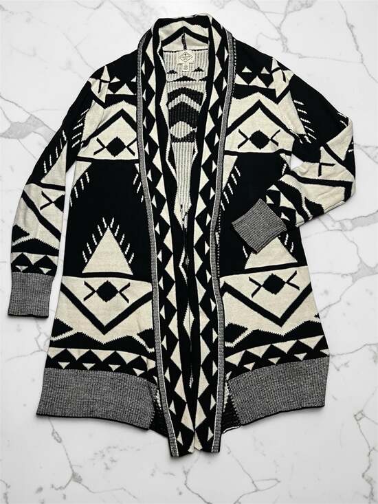 St. John's Bay Sweaters - St. John's Bay Women's Aztec Tribal Print Open Front Long Cardigan Sweater